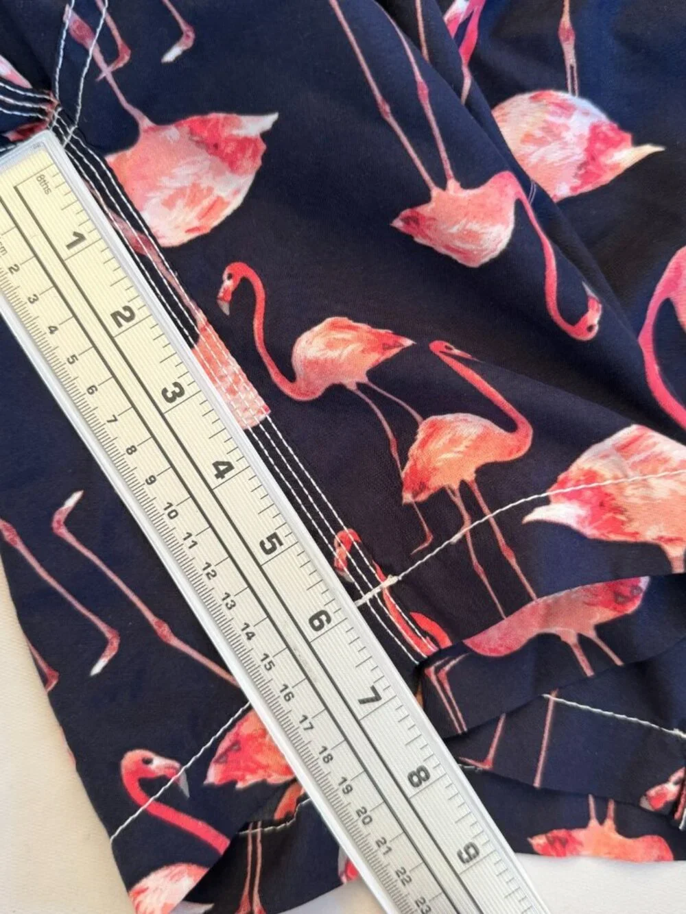 TRUNKS SURF & SWIM FLAMINGO PRINT NAVY BLUE PINK LINED SHORTS MENS SIZE XL